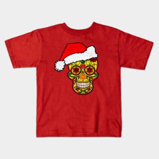 Gothic Christmas - Smiling Sugar Skull Santa Claus 1 Kids T-Shirt